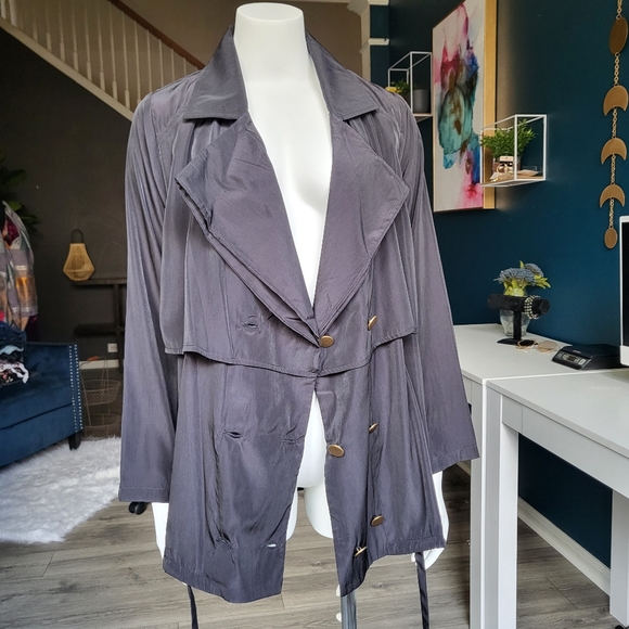 Casual Lightweight Oversized Drape Front Jacket Black size Small to M - Picture 3 of 10